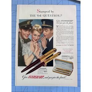 Vintage EVERSHARP Pens Advertising Print Ad 1942 WWII Soldiers Gold Award